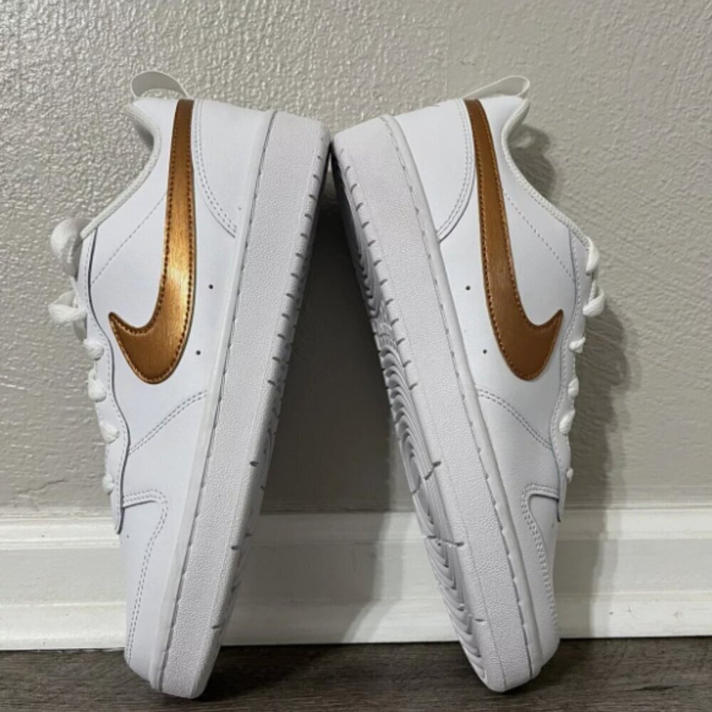 Nike Court Borough Low 2 SE GS White Metallic Copper Sz 7Y/Women 8.5 DQ5979-100‍ - Picture 7 of 10